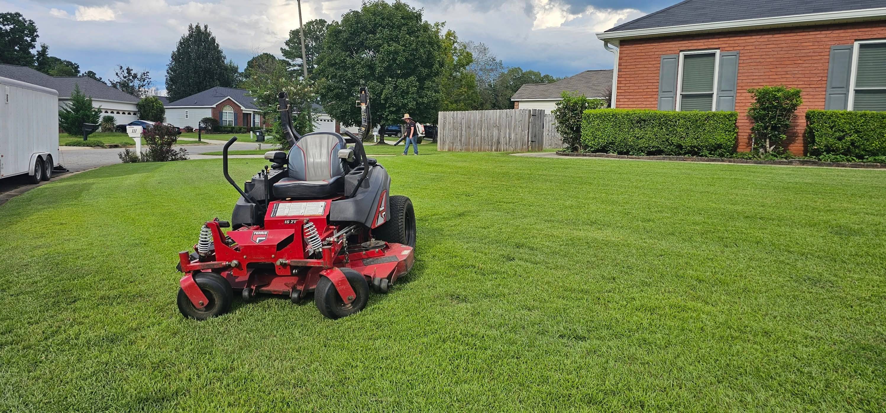 Mowing in progress